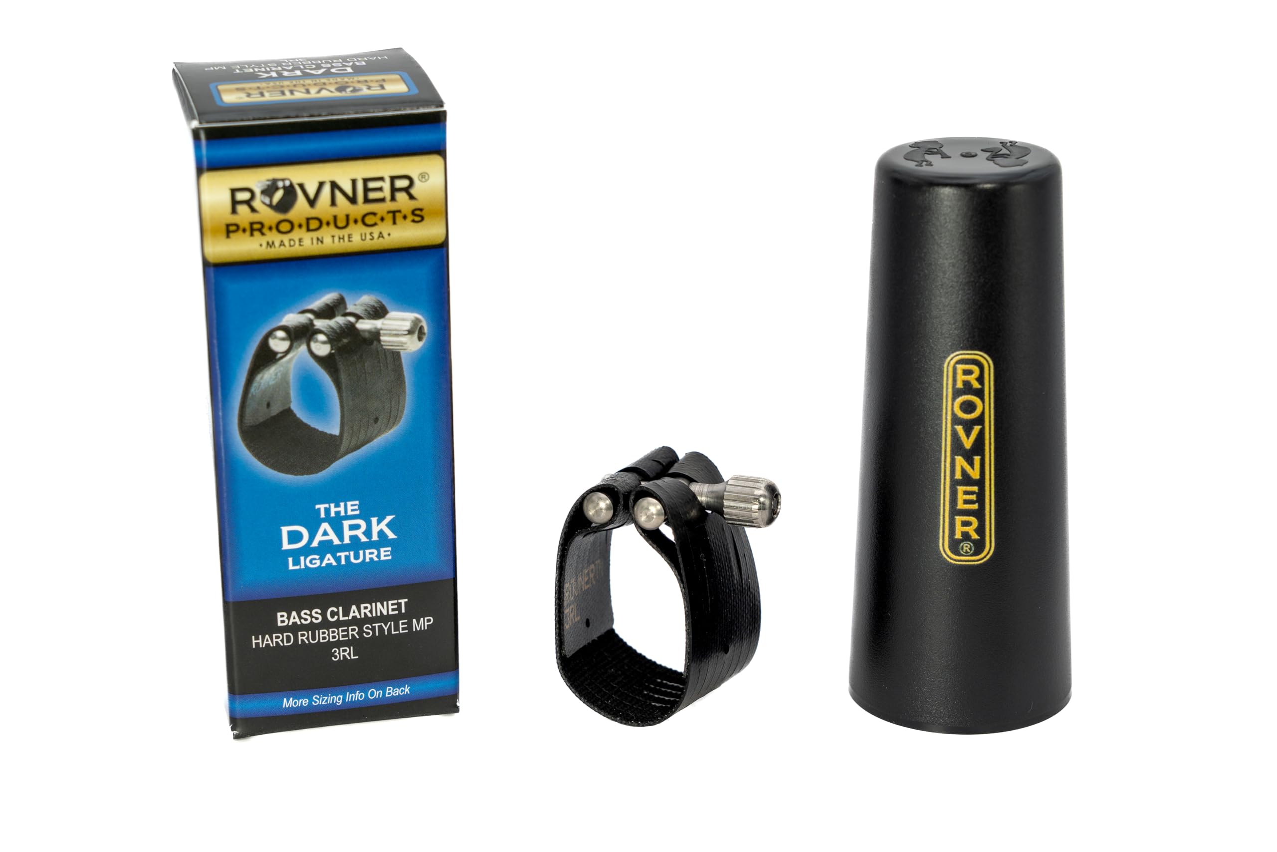 Rovner Ligature & Plastic Cap for Bass Clarinet - Dark Ligature for Hard Rubber Mouthpiece (3RL)