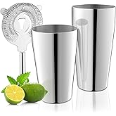LyhoCink Stainless Steel Cocktail Shaker, 3-Piece Mixology Bartender kit, Bar Set with 18oz & 28oz Mixed Drink Shaker, Cocktail Tin Hawthorne Strainer