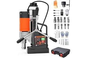 Ixidelu 1750W Magnetic Drill Press – 2" Boring, 2922Lbf Power, 10-Speed 810 RPM, Portable Industrial Mag Base – 10 Hollow Dri