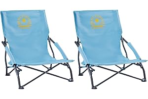 PRODUCTWORKS Maui and Sons Comfort Sling Back Bag Beach Camping Picnic Chair, 2-Pack (Lite Blue)