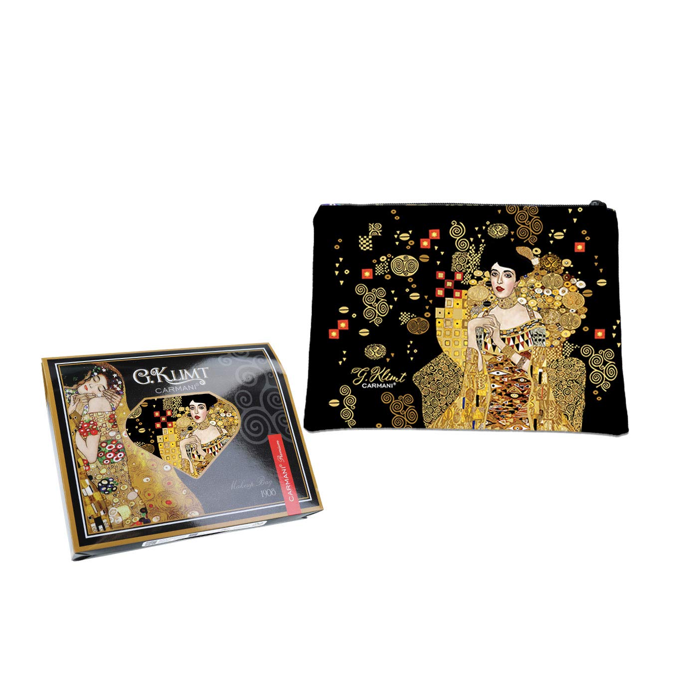 CARMANI - Medium Ladies Makeup Bag, Travel Pouch, Handbag Organizer, Cash Coin Purse, Multifunction Toiletry Storage Pouch for Women with Gustav Klimt"Adele Bloch-Bauer"