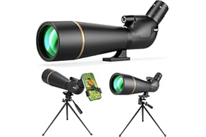 KOOLPTE Spotting Scope 25-75x85 with Phone Adapter, Tripod & Carrying Bag -Fully Multi-Coated Optics,BAK4 High Definition Waterproof Spotter Scope for Birding, Wildlife Viewing, Outdoor Observation,Black