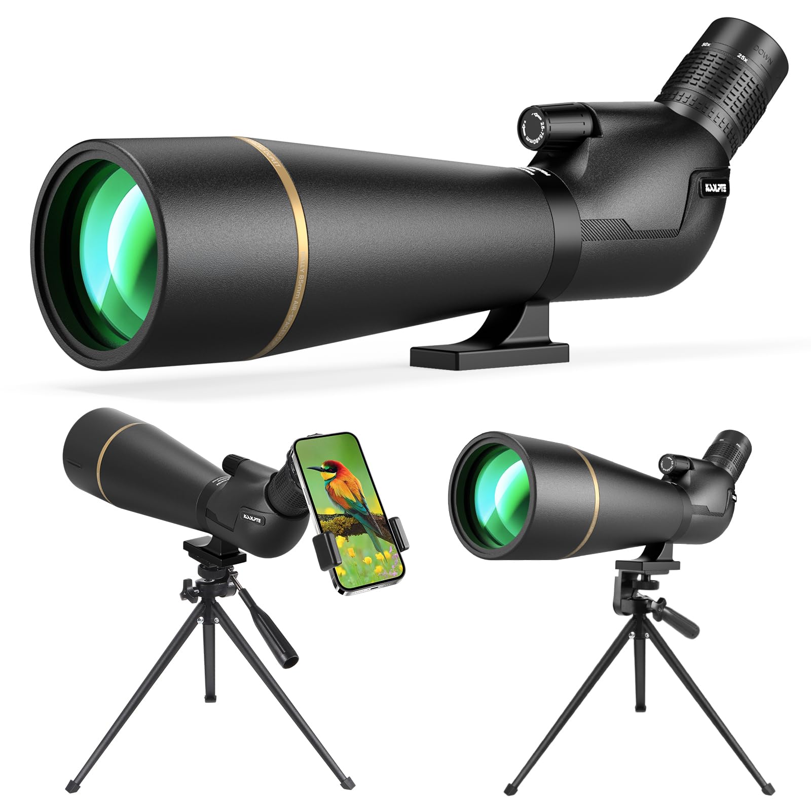 Photo 1 of Spotting  25-75x85 with Phone Adapter, Tripod & Carrying Bag -Fully Multi-Coated Optics,BAK4 High Definition Waterproof Spotter Scope for Birding, Wildlife Viewing, Outdoor Observation,Black