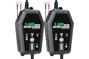 2 [Pack] 6V 12V Battery Charger Maintainer, 3-Amp Fully Automatic 6 Volt 12 Volt Lithium LiFepo4 Lead Acid Battery Trickle Ch