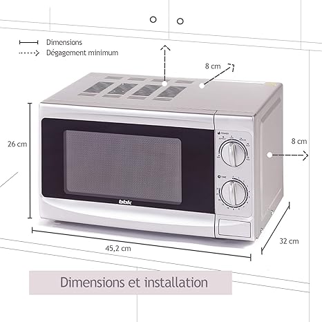 BBK Microondas, 20 Litros, 700 Vatios, Color gris, 20MWS-707M/S ...