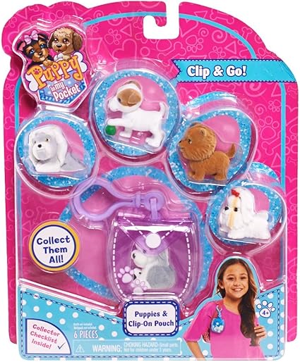 Amazon Com Puppy Surprise 481 Puppy In My Pocket Puppies With Clip On Pouch Toy Figure Toys Games