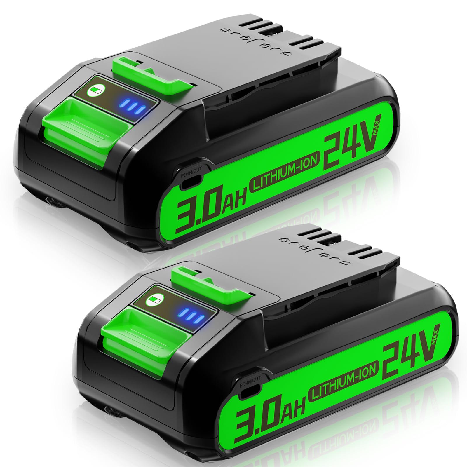 Photo 1 of NEPOWILL 2 Packs 24V 3.0Ah (Type-C Connector) Replacement Battery for Greenworks 24V Battery Max 29842 29852 29322 BAG708 BAG711, Compatible with Greenworks 24V Cordless Tools 20352 22232 2508302