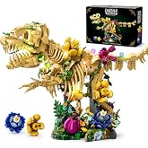 CUBIMANA Dinosaur Fossil Flower Building Set with LED Light, Age 12+ | Botanical Skeleton Art With Cozy Glow, Floral Details, Home Office Decor, A Rewarding Build For Adults, Teens And Collectors
