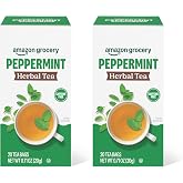 Amazon Grocery, Peppermint Herbal Tea Bags, 20 Ct, Pack of 2 (Previously Happy Belly, Packaging May Vary)