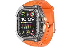 VeveXiao Transparent Designer Rugged Case with Band Compatible with Apple Watch Ultra 3/Ultra2 49mm Band,Luxury Crystal Clear Military Protective Cover Bumper Tactical for iWatch Ultra Men Women Strap