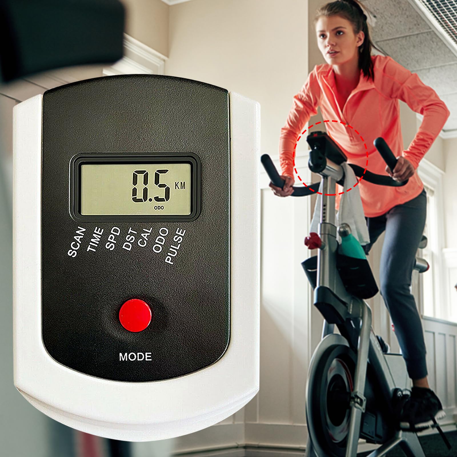 maxant LCD Monitor Speedometer for Stationary Bikes, Exercise Bike Computer Monitor with TIME, SPD, DST, CAL & Heart Rate Function, Replacement Parts Cycle Analytical Instrument for Sport Bikes