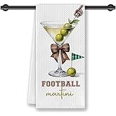 CosxHabitat Coquette Bow Football Martini Kitchen Dish Towels,Martini Gifts for Women Girls Football Lovers,Footballs Cocktail Hand Tea Towels for Kitchen Bathroom Decor,16x24 Inches