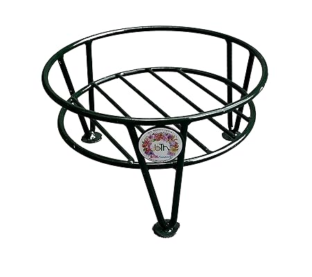BTH Company Plant Stand for Flower Pot, Indoor Outdoor Garden Container Plant Pot Stand | Rustproof Power Coated Potted Plant Stand | Rust Free Iron Flower Pot Stand, Black, Pack of 2 - (2 Ring Model)
