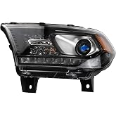TRQ Driver Side Headlight Assembly Halogen Black Bezel | For 2014-2015 Dodge Durango With LED Daytime Running Lights CH2502304