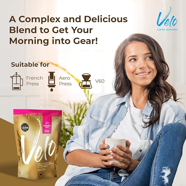 VELO COFFEE ROASTERS – FRESH SMALL BATCH MEDIUM ROASTED PREMIUM COFFEE GROUNDS [200 GRAMS] | ARABICA ROAST GROUND COFFEE – 7.05OZ | MORNING FIXIE – A NUTTY DARK CHOCOLATE BLEND