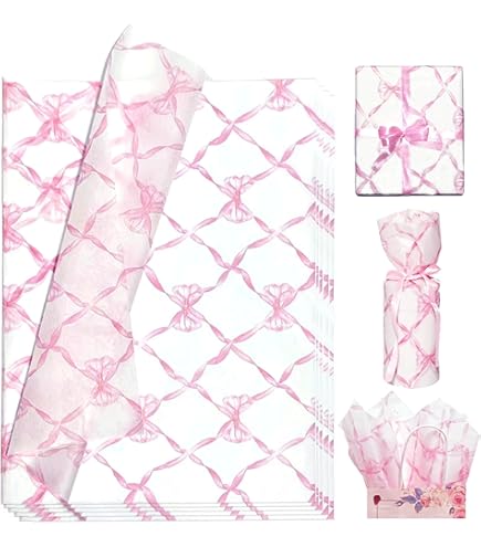 Custom Tissue Paper Gift Wrapping Paper With Black Bow Pattern