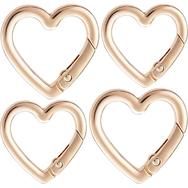 Screw Lock Carabiner 8 PCS Heart Carabiner Clip, Heart Shaped Key Ring Heart Clip Keychain