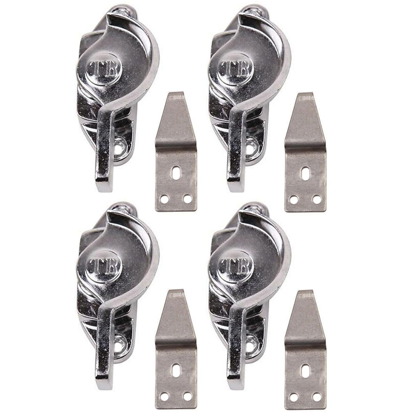 SagaSave 4PCS Right Stainless Steel Sash Brighton Window Fitch Fastener, Lever Lock, Twist Catch Latch