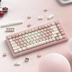 Womier MOA Keycaps, Pink Cute PBT Keycaps
