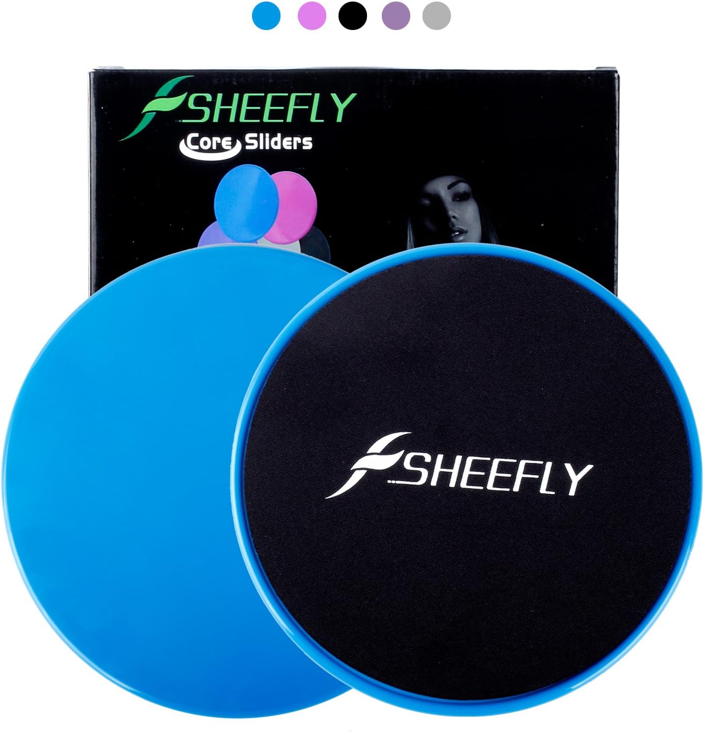 SHEEFLY Gliding Discs Core Exercise Sliders, Dual Sided Fitness Equipment on Carpet,Hardwood Floors for Home,Gym, Travel,Abdominal, Full Body Workout, Training,Leg Sliders, Aerobics, Crossfit(Blue)