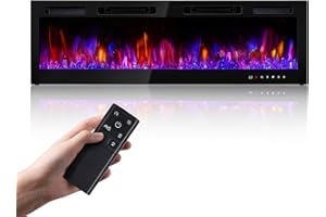 Electric Fireplace Insert 70" Realsmart 1500W Wall Mounted Electric Fireplaces Recessed Heaters Remote Control Slim Black Fireplace Touch Screen Timer 12 Flame Colors LED Decor Low Noise