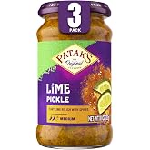 Patak&rsquo;s Medium Lime Pickle - Authentic Indian Relish w/Lime Dices, Mustard Seeds &amp; Aromatic Spices - Perfect for Sandwiches, Curries &amp; Cold Meats - Indian Pickle - 10oz Jar (Pack of 3)