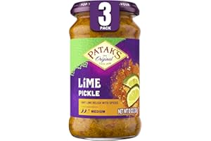 PATAK'S Patak’s Medium Lime Pickle - Authentic Indian Relish w/Lime Dices, Mustard Seeds & Aromatic Spices - Perfect for Sandwiches, Curries & Cold Meats - Indian Pickle - 10oz Jar (Pack of 3)