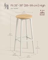 VASAGLE Bar Stools Set of 2 74 cm High Oak White Metal Frame Footrest view 5