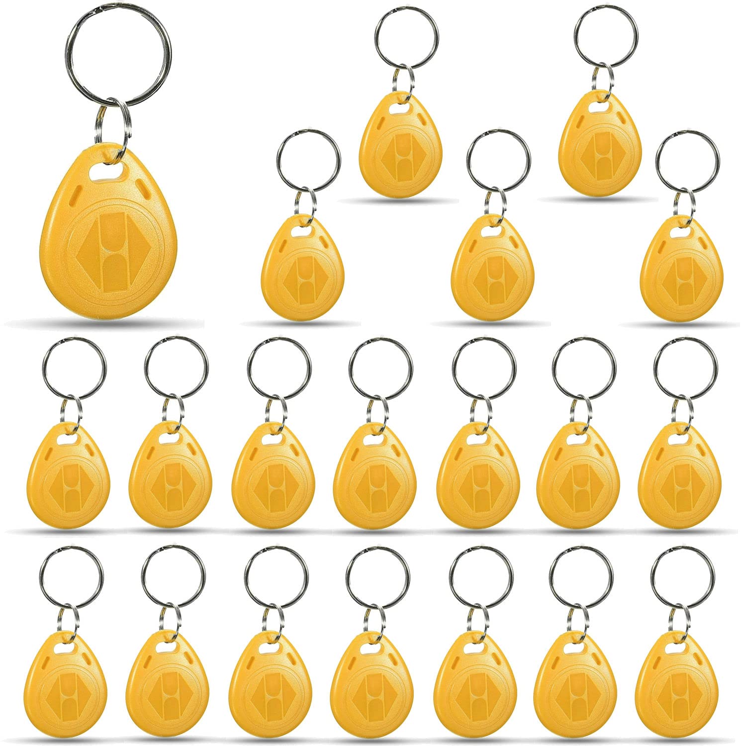 20 X Yellow RFID Tags Key fobs - 125Khz READ ONLY Proximity ID Card Token Access Control | By UMTMedia®