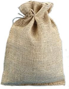 10" x 14" Natural Burlap Bags with Jute Drawstring (10 Pack) - Large Burlap Pouch Sack Favor Gift Bag for Showers Weddings Parties and Receptions - 10x14 inch