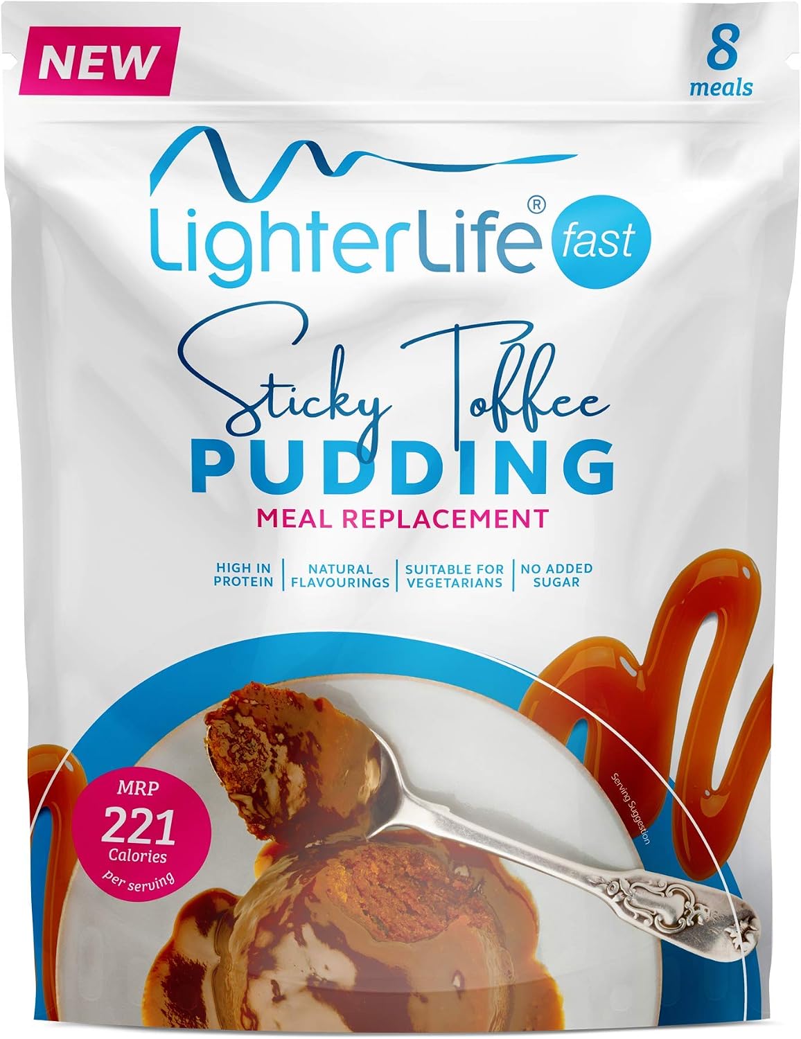 LighterLife Sticky Toffee Pudding, High in Protein, Meal Replacement Pudding, 8 Servings per Pack, 8 Servings (Pack of 1)