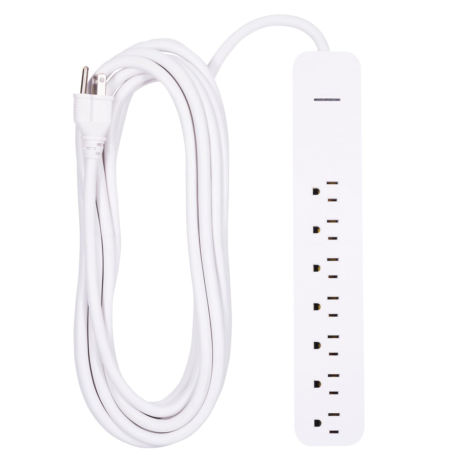 GE Power Strip Surge Protector, 7 Outlets, Fast Charge, Extra Long Power Cord, 25ft, Wall Mount, White, 36361