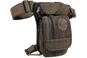 Hebetag Canvas Thigh Drop Leg Bag for Men or Women Tactical Military Motorcycle Rider Multi-Pocket Waist Fanny Pack Mens or W