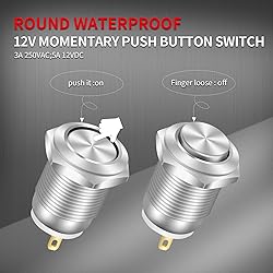 DaierTek 6pcs 12mm Momentary Push Button Switch 12V