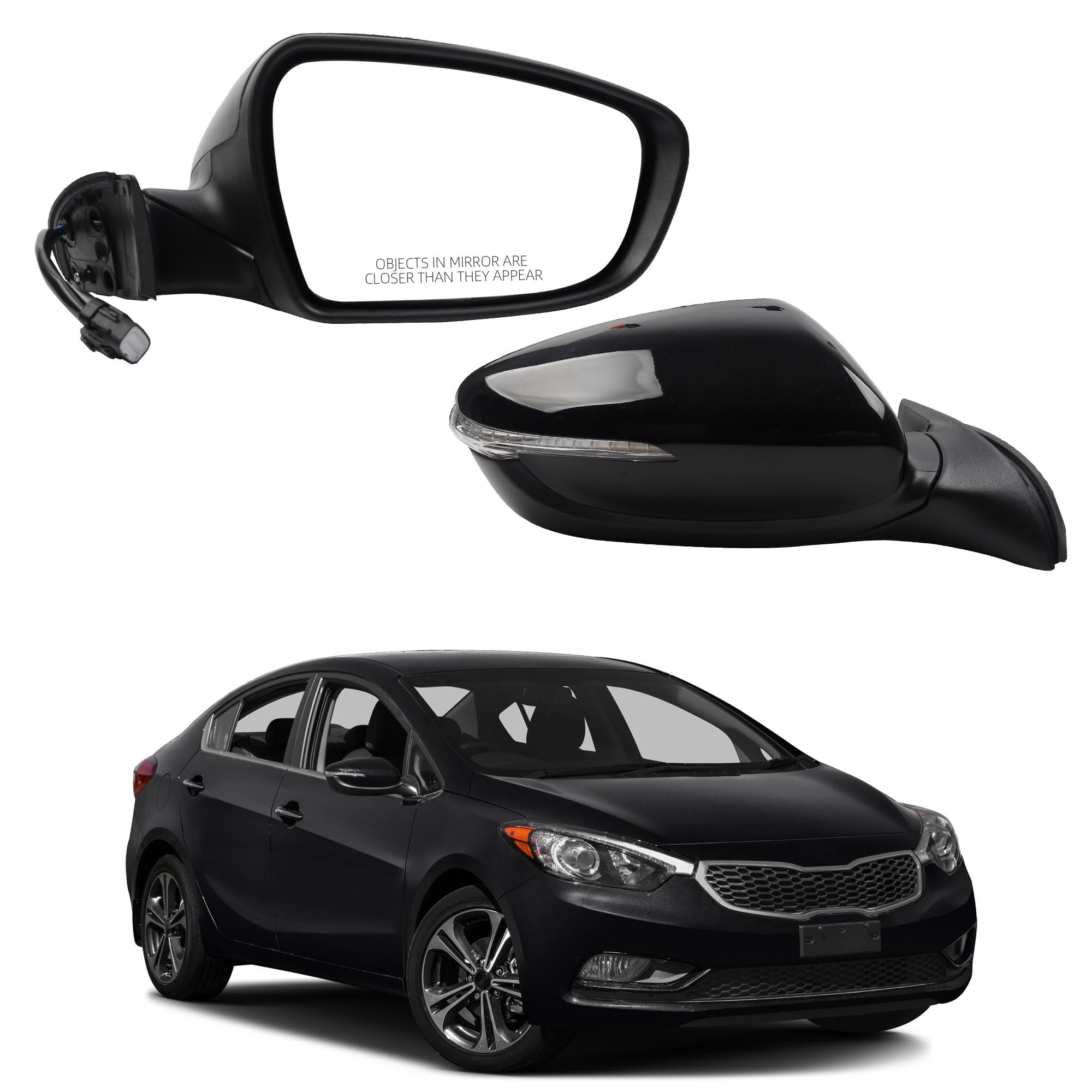 Photo 1 of Dasbecan Right Passenger Side Mirror Black Compatible with 2013 2014 2015 Kia Forte Rear View Mirror With Signal Light,Heated,Power Glass Replace#87620A7210(6 Pins)