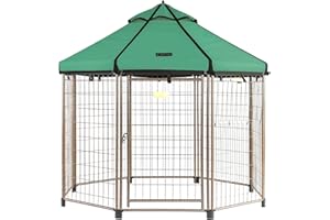 Advantek Win World Pet Gazebo Indoor and Outdoor Metal Kennel with Umbrella Roof for Medium to Large Dog and Animals, 5ft Hunter Green