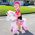 PonyCycle Ride on Unicorn Horse for Kids Toddler Rocking Horse (with Brake/ 30" Height/Size 3 for Age 3-4) Pink Unicorn Plush Kids Ride on Horse Toys Rideable Unicorn Ride-on Birthday Gifts Ux302