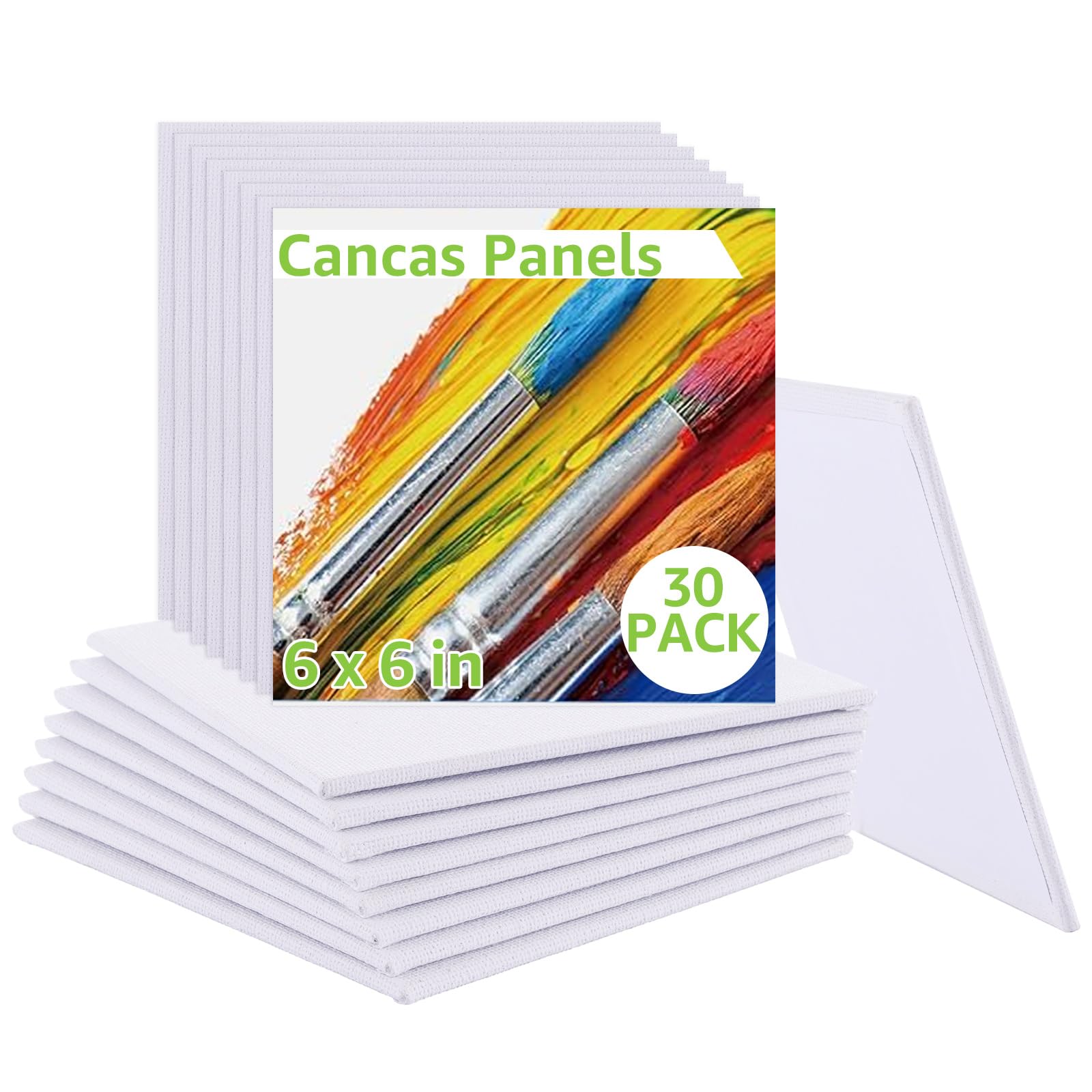 APACALI 30PCS Canvas for Painting 15 x 15cm, 6 x 6inch Small Canvases for Painting, Blank Canvases for Art, Blank Mini Canvas for Painting, Sketching, Drawing, 3mm Thickness, White