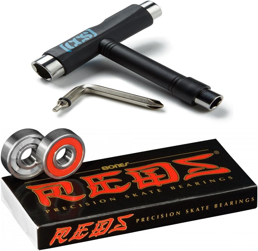 Bones Reds Precision Skate Bearings (8 Pack w/Spacers & Washers & Speed Cream)