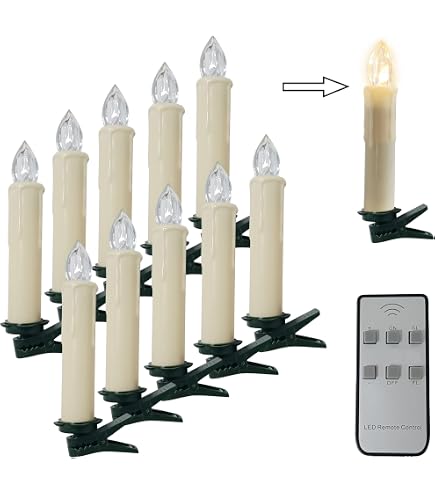 Lumineo Luces De Vela Con Clip Para árbol De Navidad, 10 Velas LED Blancas Cálidas Parpadeantes Que Funcionan Con Pilas
