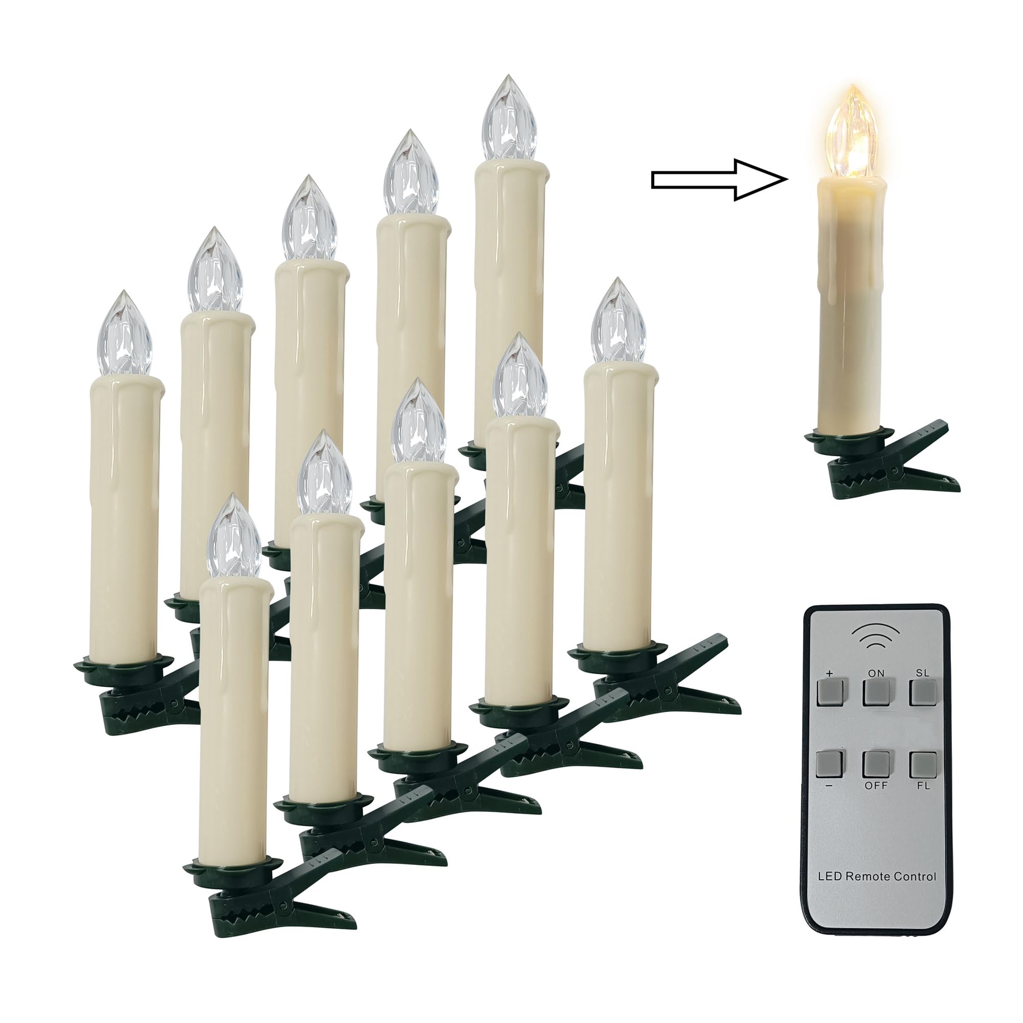 Gedengni Short Candlesticks LED Taper Candle, Remote Candle Sticks Battery Operated Chandelier Flameless Candles with Clip Flickering Warm White Lights for Wedding Party Baroque Chandelier,4inches