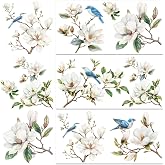 BEUNITONE 3 Sheet Vintage Magnolia Rub on Transfers for Crafts Furniture | Waterproof Classic Birds Flowering Branch Iod Transfers Rub on Stickers for Home Office Garden Door Wood DIY Craft 11.8&rdquo;x5.9&rdquo;