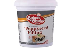 Poppy Seed Filling Pastry Filling, 14 oz. - Creamy Spread and Topping for Cakes and Desserts - Baking and Cooking Ingredient - Kosher, Dairy Free & Vegan - By Baker's Choice