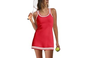 Nirovien Womens Tennis Dress with Shorts Sleeveless Athletic Romper Dress Knit Active Dresses Workout Outfits