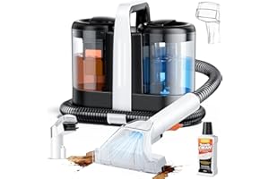 EYEFEAT Portable Carpet & Upholstery Spot Cleaner Machine, Pro 18Kpa Powerful Suction Carpet Shampooer for Pet Stains, Furniture, Sofa, Stairs & Car Deep Cleaning with Dual Brush Heads & Cleaning Solution