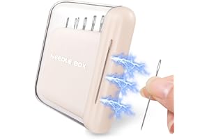 HUISUYTON Portable Travel Magnetic Sewing Needles Case,Include 10PCS 5 Size Sewing Sharp Needles,Magnetic Needle Holder,Super Magnetic Mini Needle Storage Box for Hand Sewing Art Crafts(Beige)