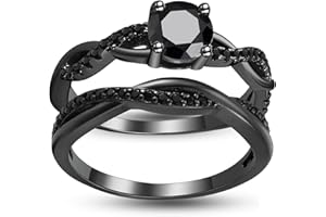 GINGER LYNE COLLECTION Queena CZ Wedding Ring Set for Women 14k Gold Sterling Silver Engagement Ring and Band Set Fake Engagement Wedding Band for Women, Travel Bridal Sets, Cubic Zirconia Promise for Her