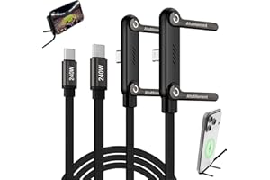 Invisible Holder Charger Cable, 240W PD Fast Charging Cable for Desk, USB-C to USB-C & USB to Light-ning Cable 4.9 FT with 36