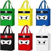 Locmeo 24 Pcs Ninja Party Favors Bag Reusable Non Woven Color Ninja Gifts Bags with Handles Ninja Themed Goodie Treat Candy Bags for Birthday Party Supplies