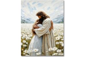 Jesus Hugging Woman Stamped Cross Stitch Kits for Adults - Christian Embroidery Kits for Beginners Adults,11 CT Patterns Dime